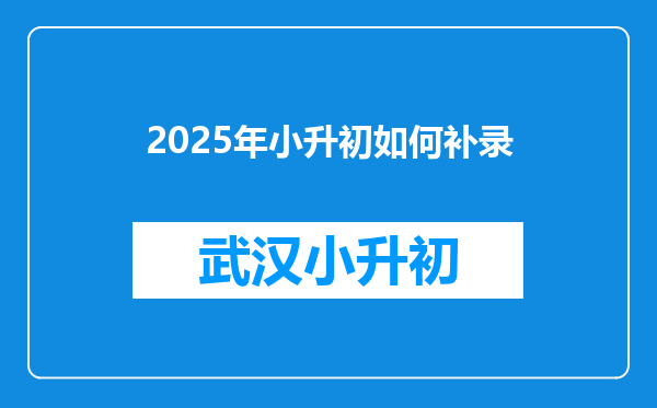 2025年小升初如何补录