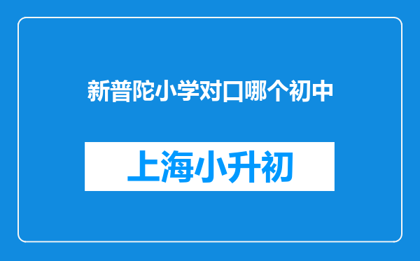 新普陀小学对口哪个初中