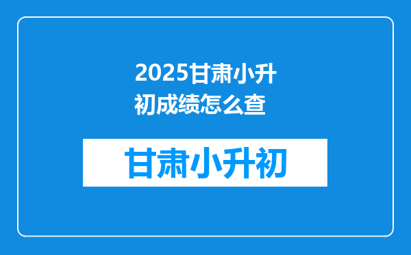 2025甘肃小升初成绩怎么查