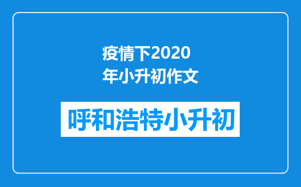 疫情下2020年小升初作文