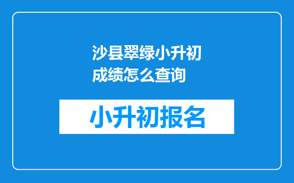 沙县翠绿小升初成绩怎么查询