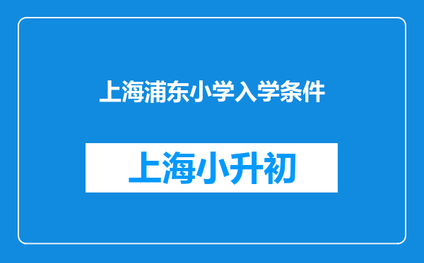 上海浦东小学入学条件