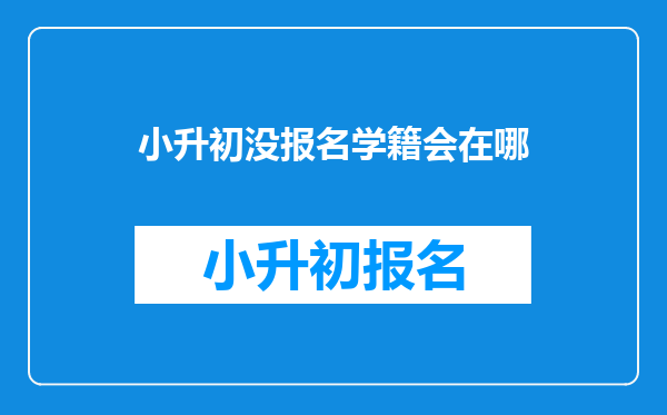 小升初没报名学籍会在哪