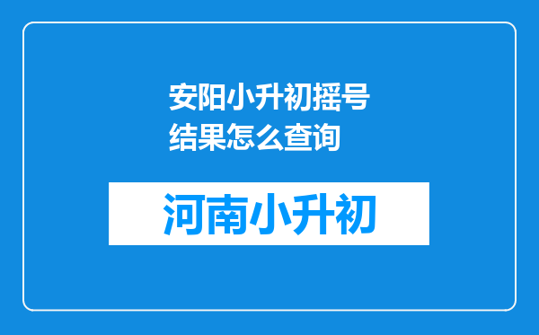 安阳小升初摇号结果怎么查询