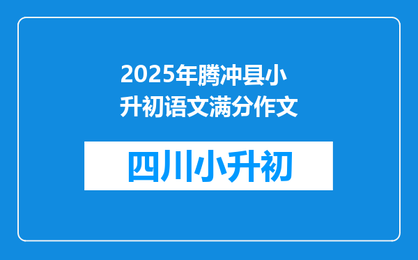 2025年腾冲县小升初语文满分作文