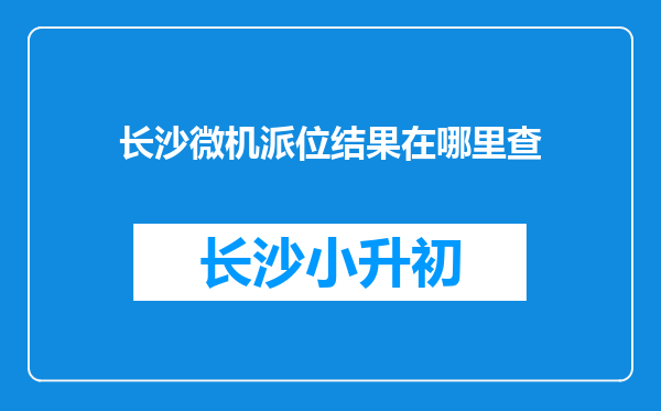 长沙微机派位结果在哪里查