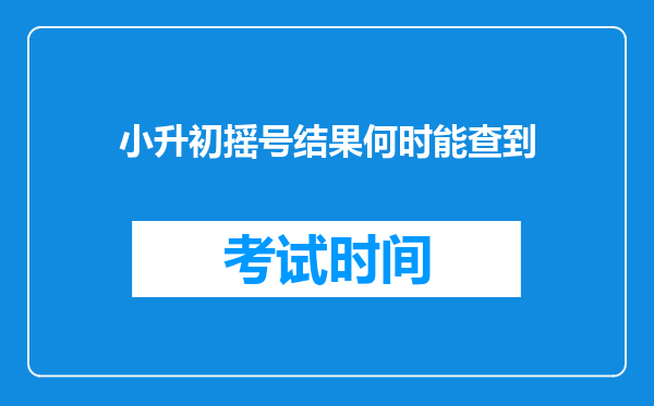 小升初摇号结果何时能查到