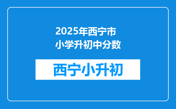 2025年西宁市小学升初中分数