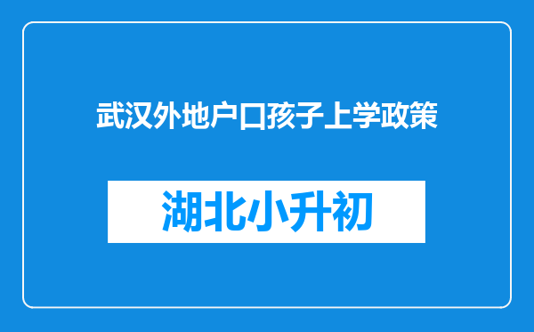 武汉外地户口孩子上学政策