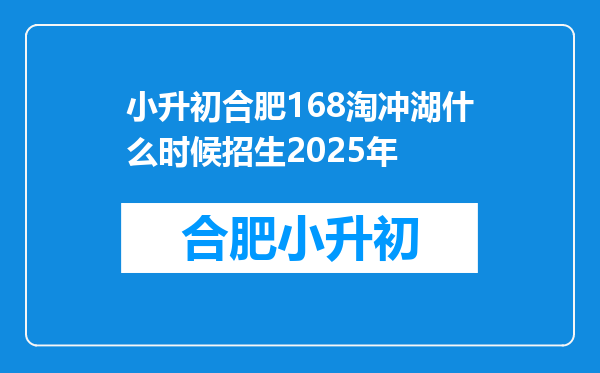 小升初合肥168淘冲湖什么时候招生2025年