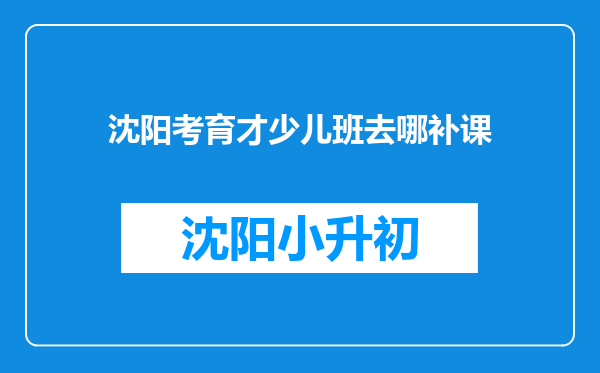 沈阳考育才少儿班去哪补课