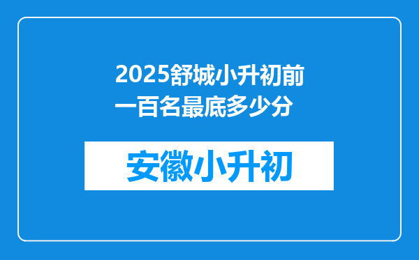 2025舒城小升初前一百名最底多少分