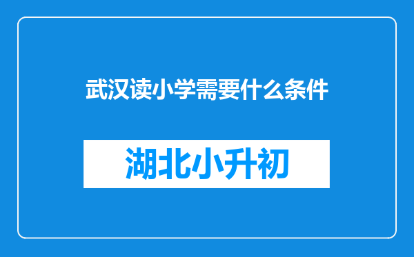 武汉读小学需要什么条件