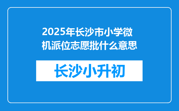 2025年长沙市小学微机派位志愿批什么意思