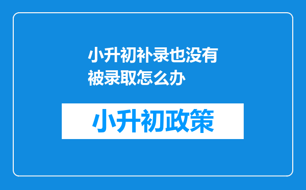 小升初补录也没有被录取怎么办