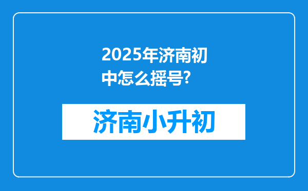 2025年济南初中怎么摇号?