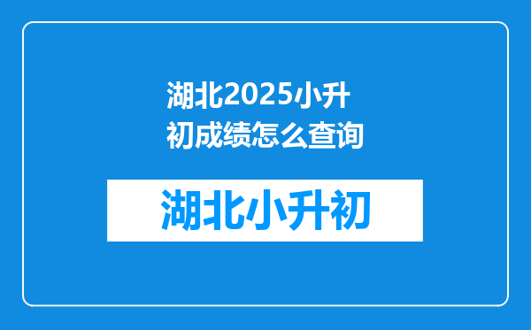 湖北2025小升初成绩怎么查询