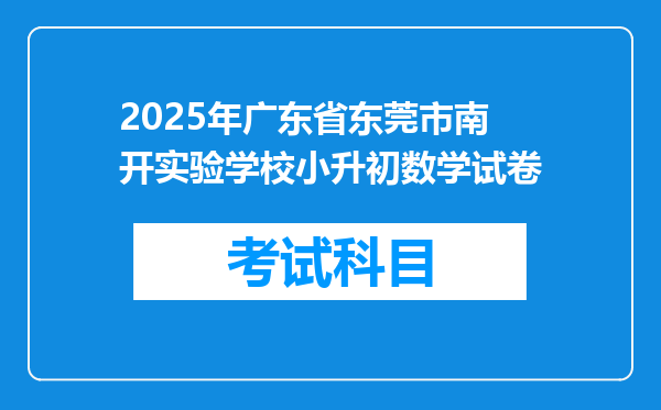 2025年广东省东莞市南开实验学校小升初数学试卷