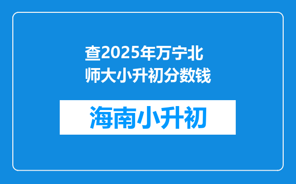 查2025年万宁北师大小升初分数钱