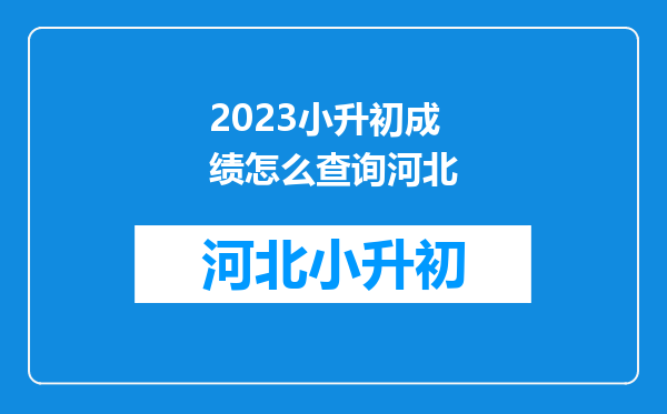 2023小升初成绩怎么查询河北