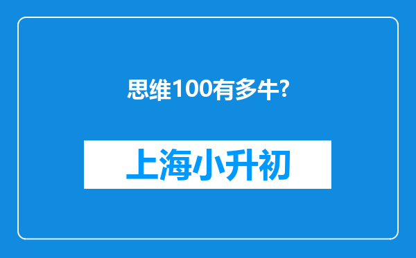 思维100有多牛?