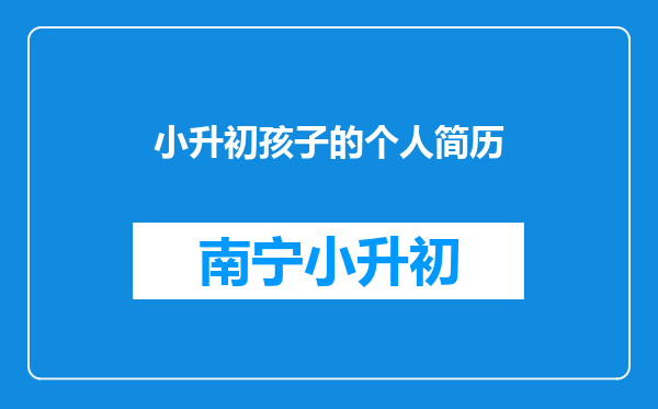 小升初孩子的个人简历