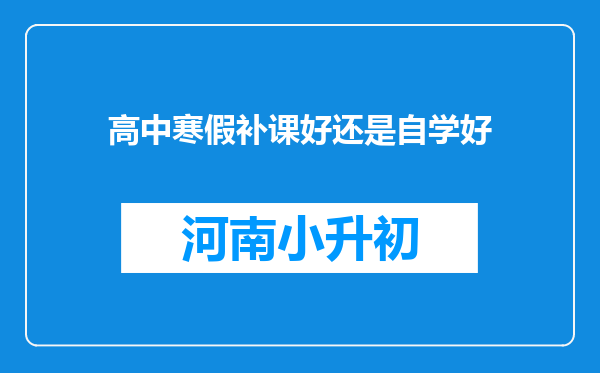 高中寒假补课好还是自学好