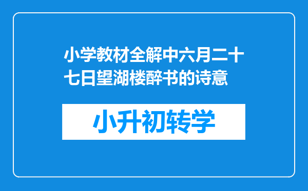 小学教材全解中六月二十七日望湖楼醉书的诗意