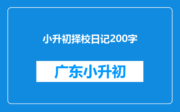 小升初择校日记200字