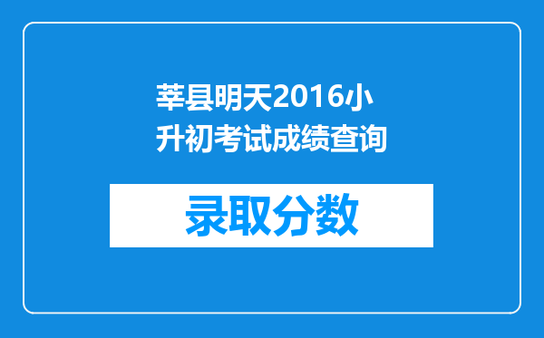 莘县明天2016小升初考试成绩查询