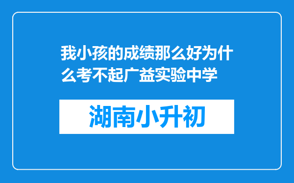 我小孩的成绩那么好为什么考不起广益实验中学