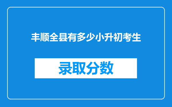 丰顺全县有多少小升初考生