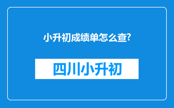 小升初成绩单怎么查?