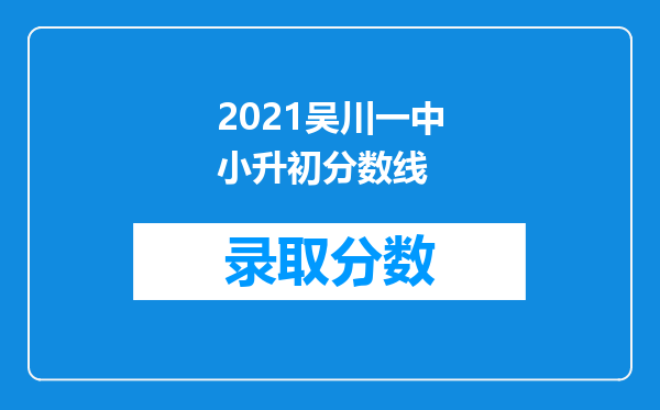 2021吴川一中小升初分数线