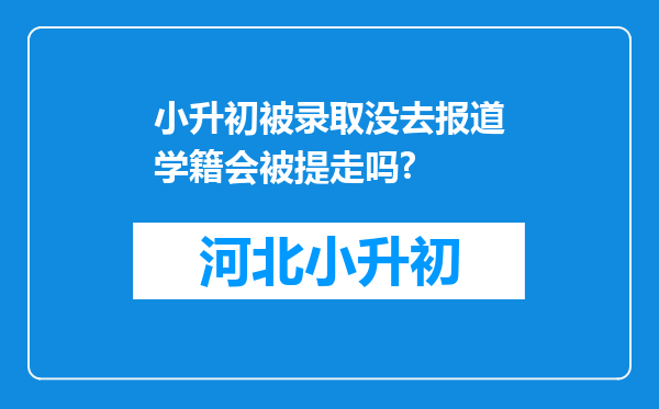 小升初被录取没去报道学籍会被提走吗?