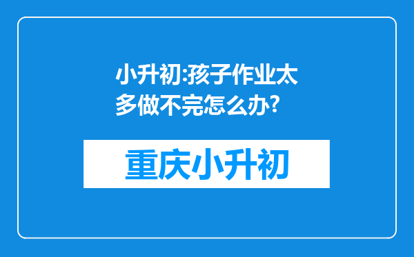 小升初:孩子作业太多做不完怎么办?