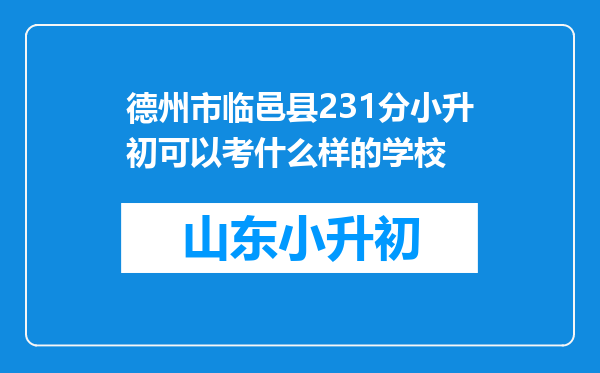 德州市临邑县231分小升初可以考什么样的学校