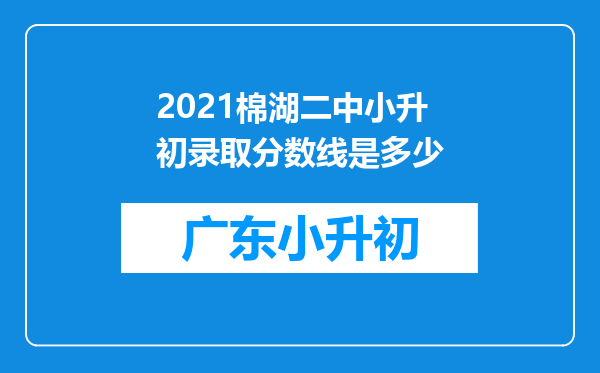 2021棉湖二中小升初录取分数线是多少