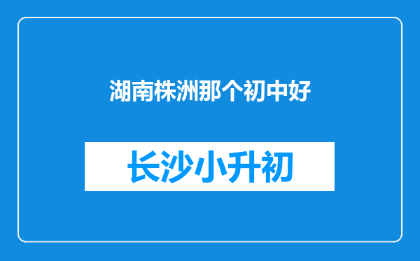 湖南株洲那个初中好