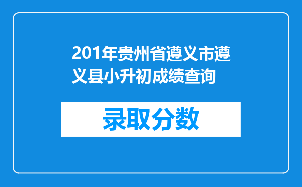 201年贵州省遵义市遵义县小升初成绩查询