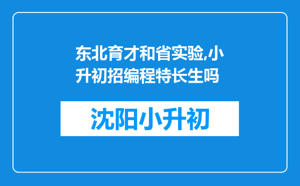 东北育才和省实验,小升初招编程特长生吗