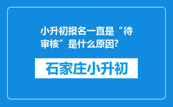 小升初报名一直是“待审核”是什么原因?