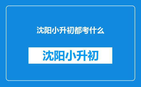 沈阳小升初都考什么