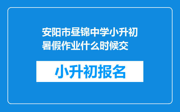 安阳市昼锦中学小升初暑假作业什么时候交