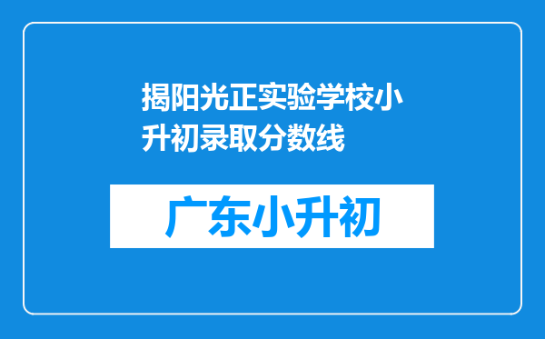 揭阳光正实验学校小升初录取分数线