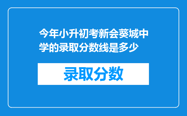 今年小升初考新会葵城中学的录取分数线是多少