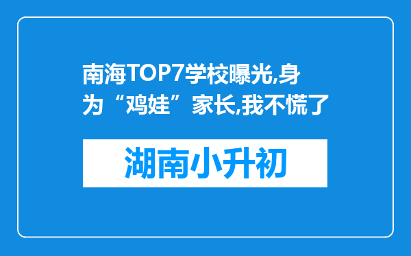 南海TOP7学校曝光,身为“鸡娃”家长,我不慌了