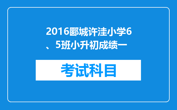 2016郾城许洼小学6、5班小升初成绩一