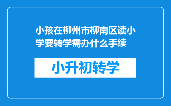 小孩在柳州市柳南区读小学要转学需办什么手续