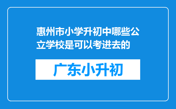 惠州市小学升初中哪些公立学校是可以考进去的